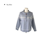 Pico Snow Nordic Collar Two-Way Knit Zip-Up