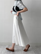 Stitched Cotton Flare Long Skirt