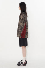 Retro leopard print hoodie with tie belt design and patchwork style