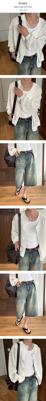 [Unisex] エスニックシースルーカーディガン(3color)