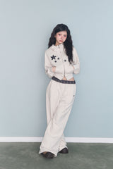 CONTRAST PATCH ZIP-UP OATMEAL