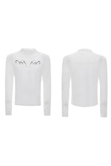 Mesh Fitted Metallic Print Tee
