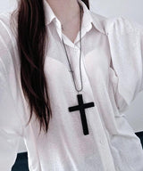 Big black cross necklace