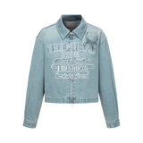 13DE MARZO Denim Frayed Embroidered Jacket