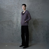 SLASHED CHECK HOODIE: PURPLE
