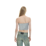 sai logo satin hotfix strapless top