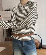 [Unisex]Stripe inner hood long sleeves(3color)