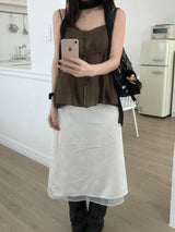 satin flower midi skirt (2 colors)