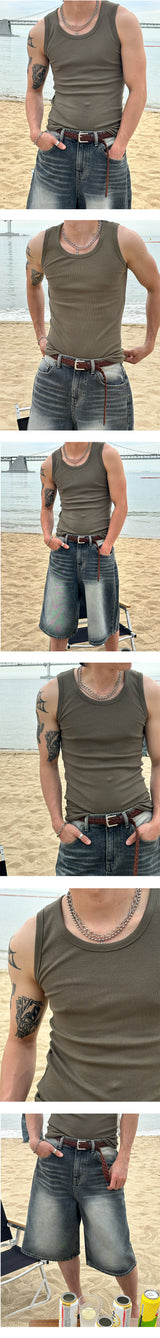 [MUSCLE FIT] Golgi basic fitting sleeveless
