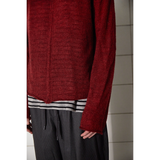 アーガイル エルボー ニット ジップアップ フーディー / BURGUNDY