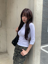 ザニューデイリースリークォーターロゴラベルTシャツ