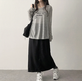 Alling lettering shoulder long sleeve tee