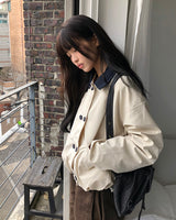 Jamin Contrast Button Crop Jacket