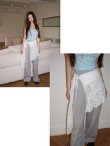 coordi lace unbalanced layered skirt