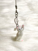 Cotton candy cat keyring