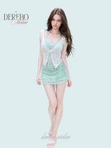 Rare mint layered lace short-sleeve top