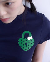 ハートロックドットクロップTシャツ (ネイビー)