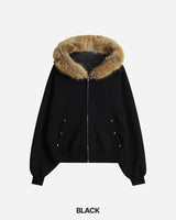 Fuzz Crop Napping Zip-up Hoodie