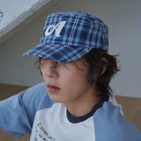 Aロゴ チェック ピルボックス キャップ (Blue Check)