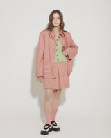 FAUX SUEDE STUDS MINI SKIRT [PINK]