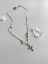 sif color twin cross turquoise vertical double ball short long layered gemstone necklace