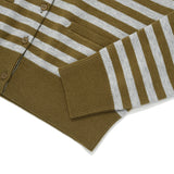 CHERRY STRIPE CARDIGAN [DARK CAMEL]