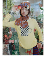 New product UnsocialNight original autumn and winter 水玉模様 ニットスカーフ 両面カラーコントラスト
