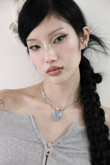 Flower love star necklace (Clear/Blue)