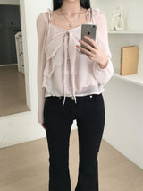 cheek ribbon blouse (2 colors)