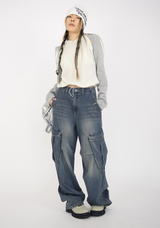 bel cargo denim pants(2color)