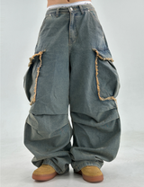VINTAGE FRAY POINT DENIM💚🖤 - OVERFIT PANTS