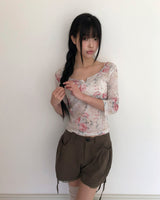リウェル フラワー 7分袖 Tシャツ