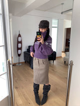 Moai Beige Midi Skirt
