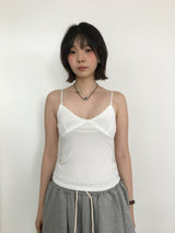 V-cut lace sleeveless (4color)