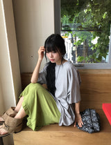 ニックブ オーバーフィット 2WAY ボタン ボックス ショート スリーブ ティー