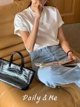 Basic cotton round T-shirt(3color)