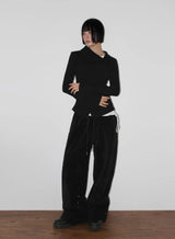 VELVET SNAP WIDE PANTS