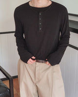 Ullen Wool Henley Neck Double Long Sleeve Tee