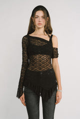 Lace drape top