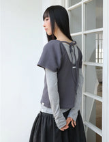 WRAP SHIRRING TOP(CHARCOAL)