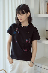26SS★ Mushroom Stitch Crop Short Sleeve Tee