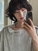 ロニースナップストライプ半袖Tシャツ