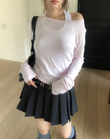 ノキストライププリーツミニスカート