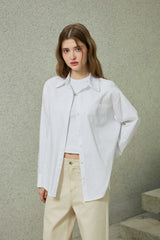 ブライトオーバーサイズシャツ / ホワイトベージュピンク