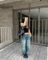 (Unisex) カーゴデニムパンツ