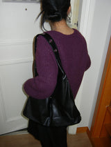 Leather Stud Detail Hobo Shoulder Bag