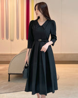24FW★ レベジャガードカラープリーツワンピース(ベルトセット)