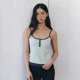 C CONTRAST BUTTON SLEEVELESS TOP_MINT
