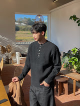 Stoic Henley-Neck Wool Knit (4 Colors)