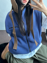 FLEECE LAYERED VEST ZIP UP💚💙🖤🧡4COLOR